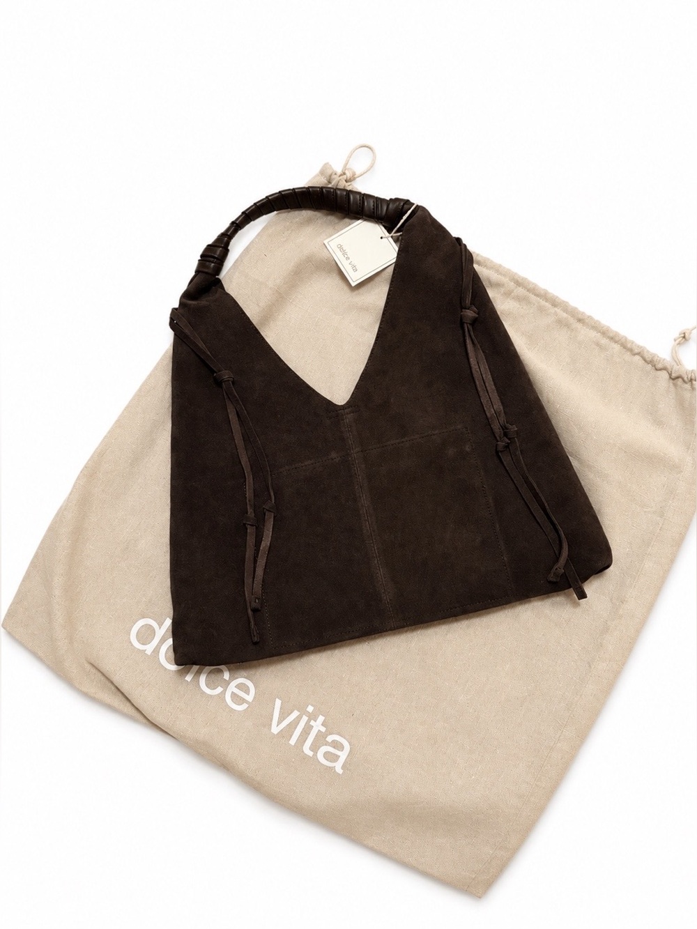 Dolce Vita Merrick Espresso Suede Slouchy Hobo Bag BNWT - Picture 13 of 16